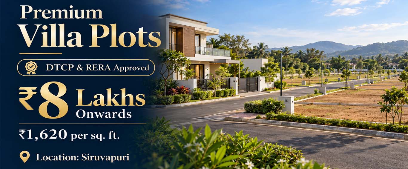 Premium villa Plots in Siruvapuri 
                